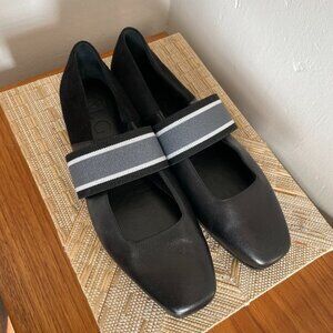 M. Gemi Ballere Ballet Flats Sz 38 (fits as 8) Black Leather Suede Made in Italy